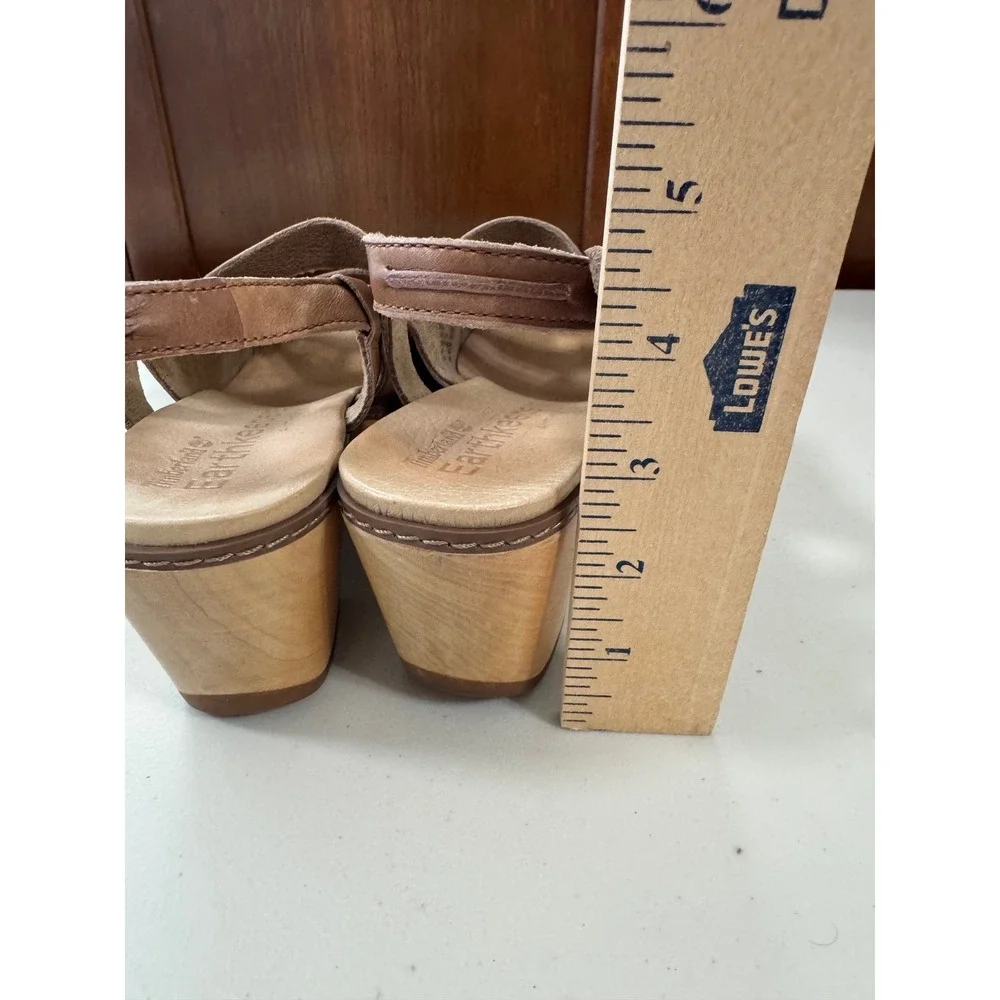 Timberland Earthkeepers Brown Leather Wood Wedge Sandals Womens 8 Boho Retro
